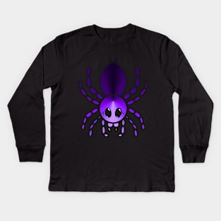 Colorful Cartoon Tarantula (Purple) Kids Long Sleeve T-Shirt